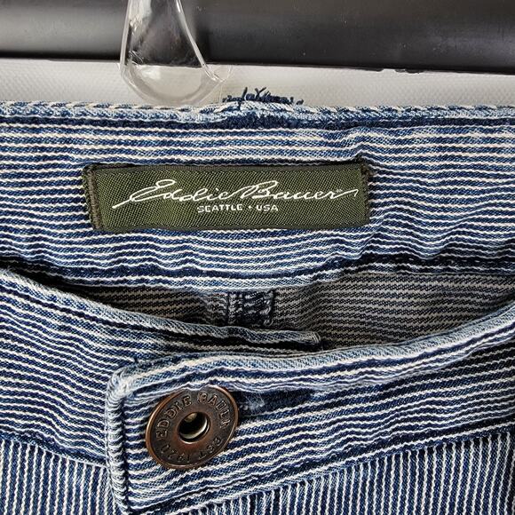 Eddie Bauer Women's Striped Distressed Denim Cropped Pants Size 8 - Picture 10 of 15